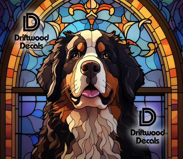 Stained Glass Bernese Mountain Dog 20 Ounce Tumbler Design