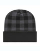 Embroidered Plaid Knit Beanie