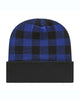 Embroidered Plaid Knit Beanie